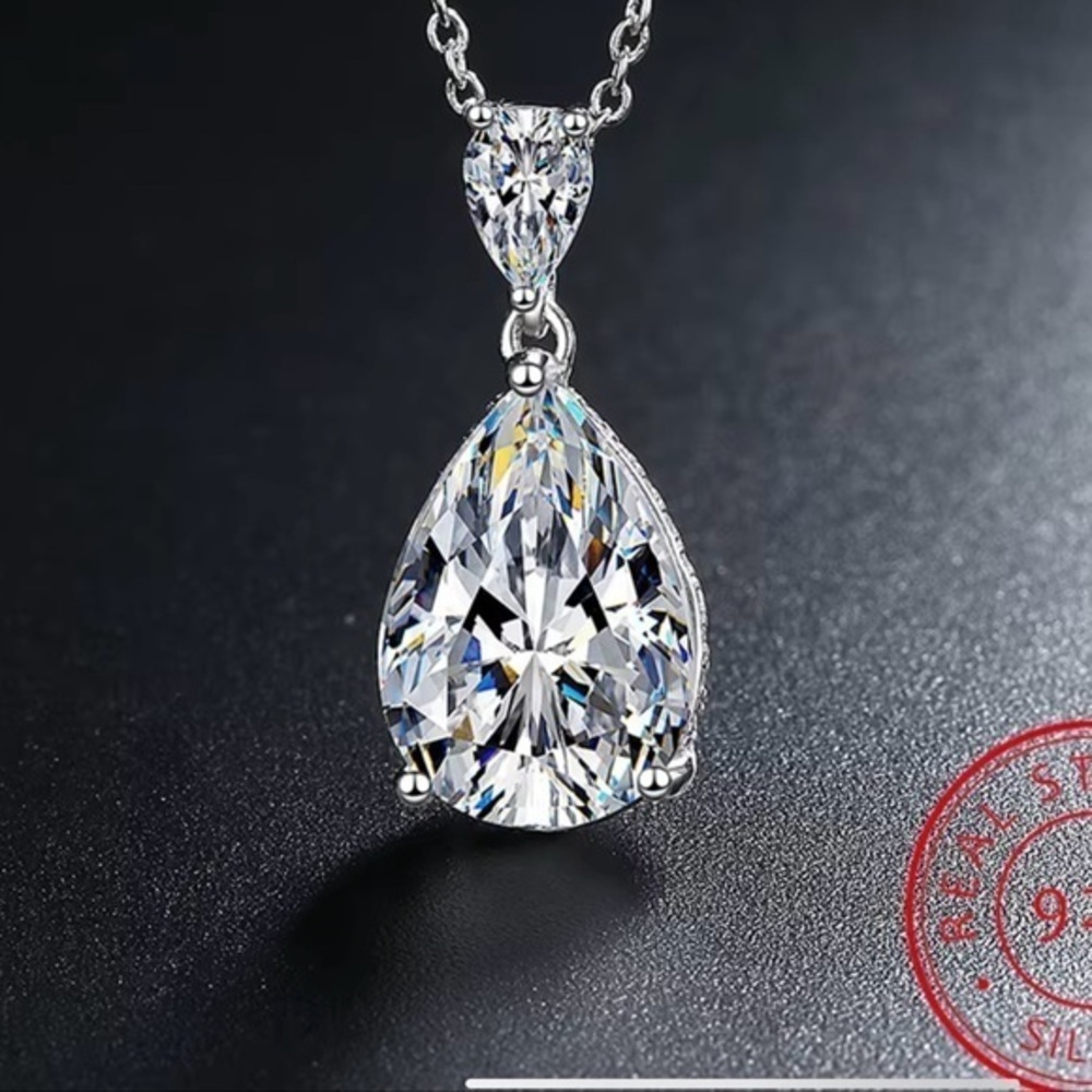 New .925 Sterling with White Gold Overlay Necklace